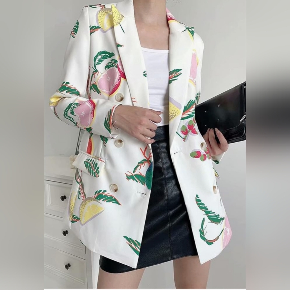 Unlisted Colorful Fruit Print Blazer
